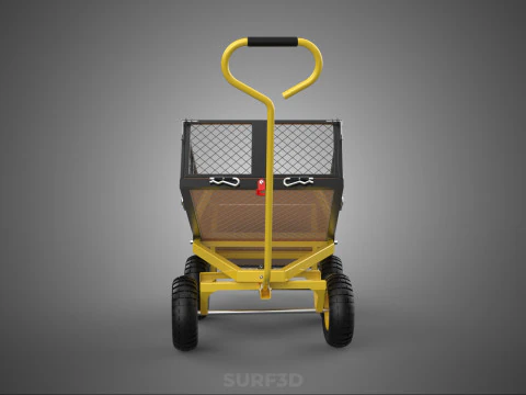 TILTING LIFT MESH BED DUMP GARDEN WAGON FOUR CARGO CAGE CART 4W 3D Model