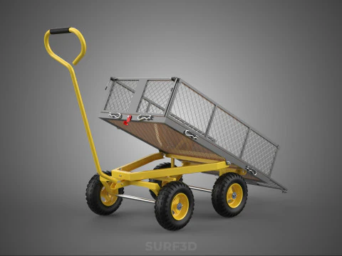 TILTING LIFT MESH BED DUMP GARDEN WAGON FOUR CARGO CAGE CART 4W 3D Model