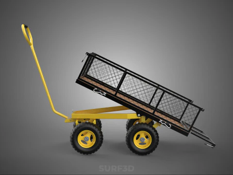 TILTING LIFT MESH BED DUMP GARDEN WAGON FOUR CARGO CAGE CART 4W 3D Model