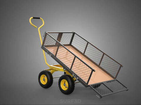 TILTING LIFT MESH BED DUMP GARDEN WAGON FOUR CARGO CAGE CART 4W 3D Model
