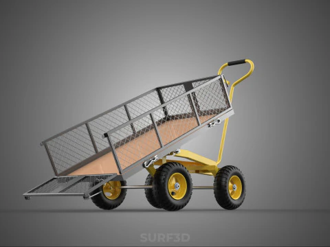TILTING LIFT MESH BED DUMP GARDEN WAGON FOUR CARGO CAGE CART 4W 3D Model