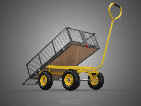 TILTING LIFT MESH BED DUMP GARDEN WAGON FOUR CARGO CAGE CART 4W 3D Model