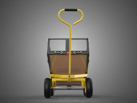 TILTING LIFT MESH BED DUMP GARDEN WAGON FOUR CARGO CAGE CART 4W 3D Model