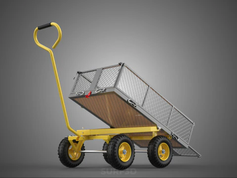 TILTING LIFT MESH BED DUMP GARDEN WAGON FOUR CARGO CAGE CART 4W 3D Model