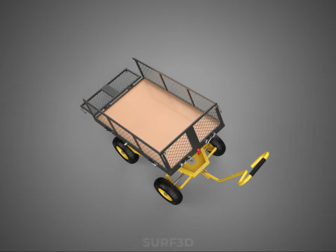 TILTING LIFT MESH BED DUMP GARDEN WAGON FOUR CARGO CAGE CART 4W 3D Model