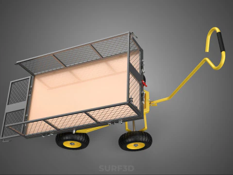 TILTING LIFT MESH BED DUMP GARDEN WAGON FOUR CARGO CAGE CART 4W 3D Model