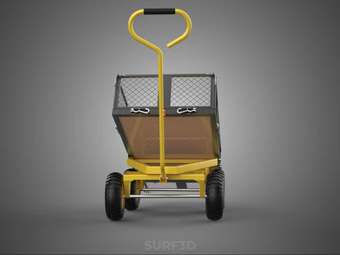 TILTING LIFT MESH BED DUMP GARDEN WAGON FOUR CARGO CAGE CART 4W 3D Model