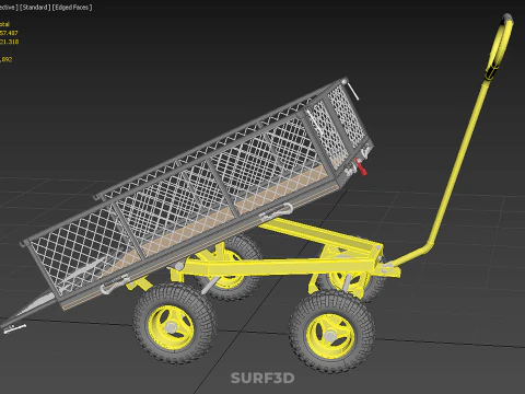 TILTING LIFT MESH BED DUMP GARDEN WAGON FOUR CARGO CAGE CART 4W 3D Model