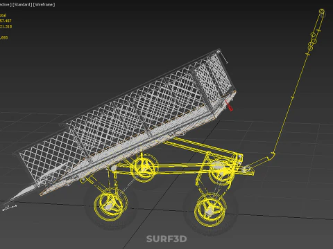 TILTING LIFT MESH BED DUMP GARDEN WAGON FOUR CARGO CAGE CART 4W 3D Model