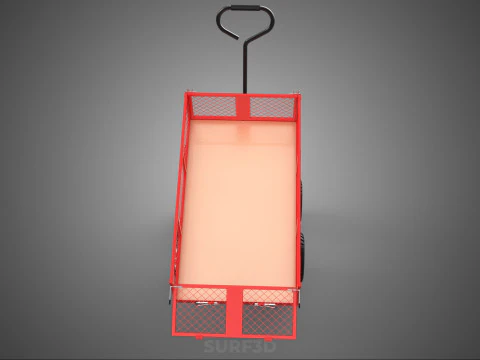 RED TIPPER TILTING TILT UNLOAD BED TROLLEY CART WAGON 4 WHEELED 3D Model