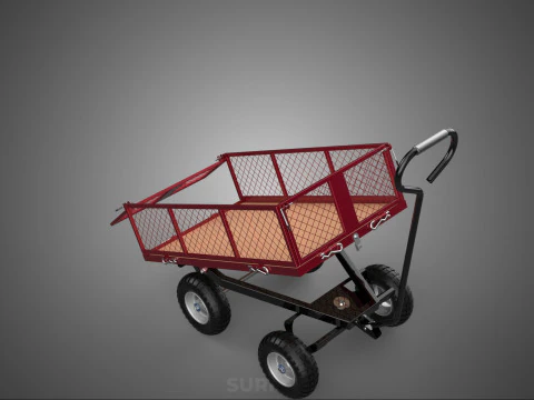 COLLAPSIBLE MESH FOLDABLE FOLD TROLLEY TROLLY CART WAGON TRAILER 3D Model