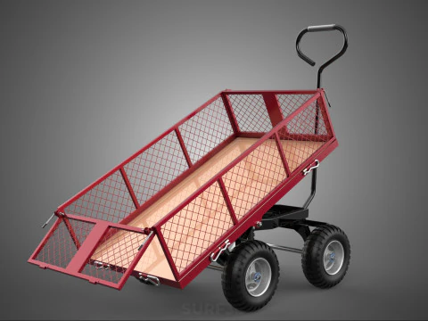 COLLAPSIBLE MESH FOLDABLE FOLD TROLLEY TROLLY CART WAGON TRAILER 3D Model