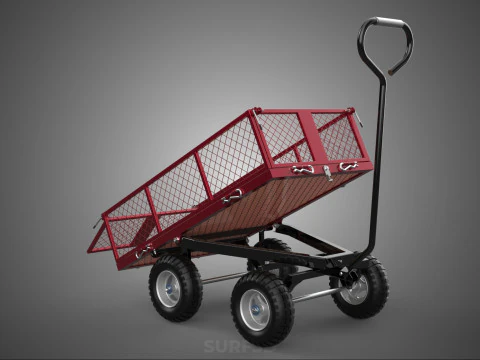 COLLAPSIBLE MESH FOLDABLE FOLD TROLLEY TROLLY CART WAGON TRAILER 3D Model