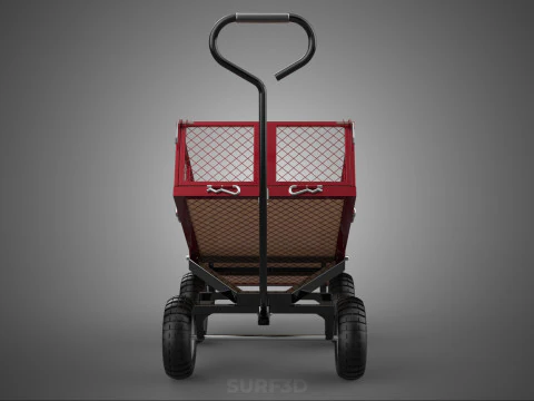 COLLAPSIBLE MESH FOLDABLE FOLD TROLLEY TROLLY CART WAGON TRAILER 3D Model