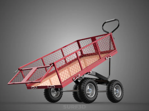 COLLAPSIBLE MESH FOLDABLE FOLD TROLLEY TROLLY CART WAGON TRAILER 3D Model