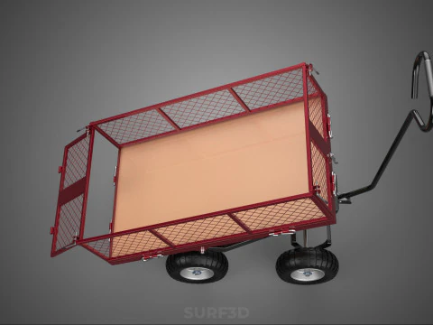 COLLAPSIBLE MESH FOLDABLE FOLD TROLLEY TROLLY CART WAGON TRAILER 3D Model
