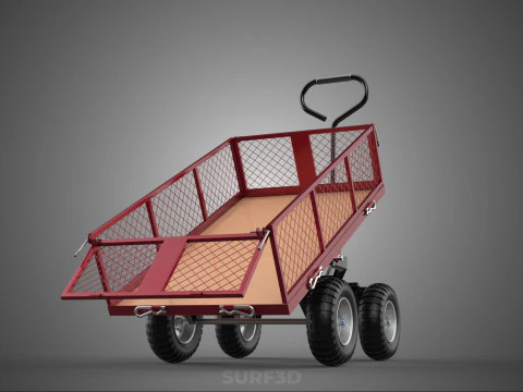 COLLAPSIBLE MESH FOLDABLE FOLD TROLLEY TROLLY CART WAGON TRAILER 3D Model