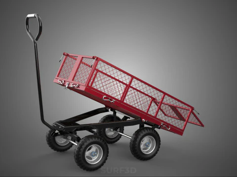 COLLAPSIBLE MESH FOLDABLE FOLD TROLLEY TROLLY CART WAGON TRAILER 3D Model