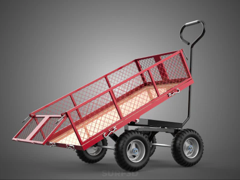 COLLAPSIBLE MESH FOLDABLE FOLD TROLLEY TROLLY CART WAGON TRAILER 3D Model