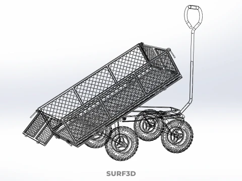 COLLAPSIBLE MESH FOLDABLE FOLD TROLLEY TROLLY CART WAGON TRAILER 3D Model
