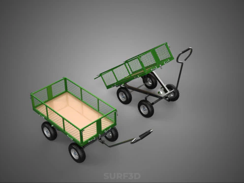TIPPING MESH NET TROLLEY CART WAGON TRAILER WHEEL BARROW UTILITY 3D Model