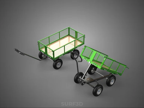 TIPPING MESH NET TROLLEY CART WAGON TRAILER WHEEL BARROW UTILITY 3D Model