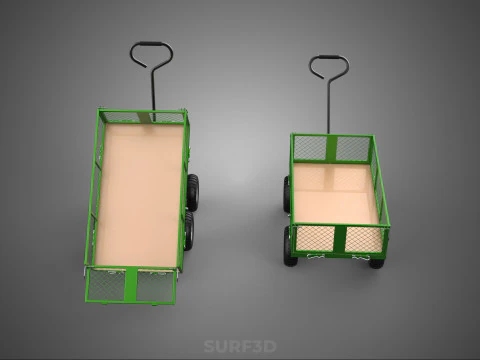 TIPPING MESH NET TROLLEY CART WAGON TRAILER WHEEL BARROW UTILITY 3D Model