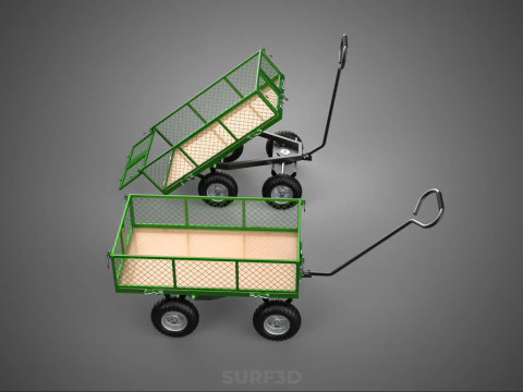 TIPPING MESH NET TROLLEY CART WAGON TRAILER WHEEL BARROW UTILITY 3D Model
