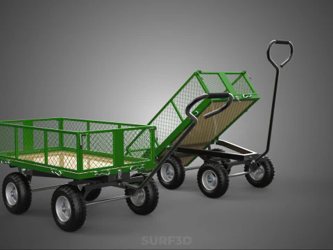 TIPPING MESH NET TROLLEY CART WAGON TRAILER WHEEL BARROW UTILITY 3D Model