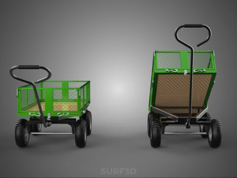 TIPPING MESH NET TROLLEY CART WAGON TRAILER WHEEL BARROW UTILITY 3D Model