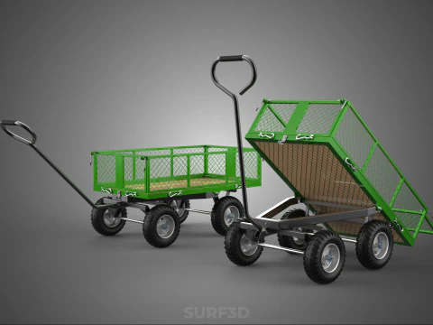 TIPPING MESH NET TROLLEY CART WAGON TRAILER WHEEL BARROW UTILITY 3D Model