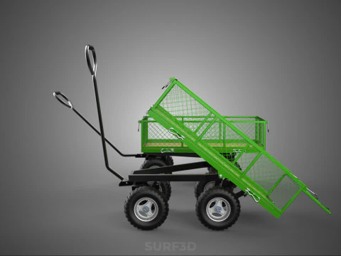 TIPPING MESH NET TROLLEY CART WAGON TRAILER WHEEL BARROW UTILITY 3D Model