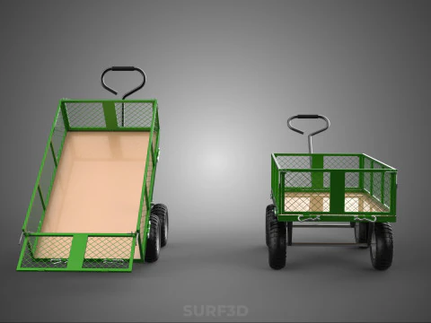 TIPPING MESH NET TROLLEY CART WAGON TRAILER WHEEL BARROW UTILITY 3D Model