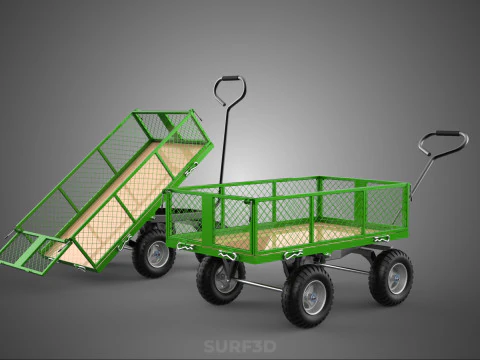 TIPPING MESH NET TROLLEY CART WAGON TRAILER WHEEL BARROW UTILITY 3D Model