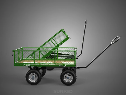 TIPPING MESH NET TROLLEY CART WAGON TRAILER WHEEL BARROW UTILITY 3D Model