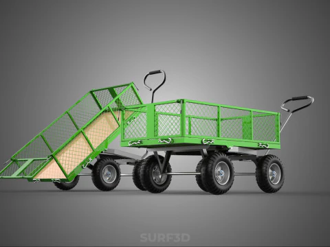 TIPPING MESH NET TROLLEY CART WAGON TRAILER WHEEL BARROW UTILITY 3D Model
