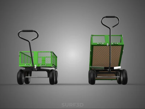 TIPPING MESH NET TROLLEY CART WAGON TRAILER WHEEL BARROW UTILITY 3D Model