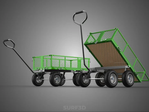 TIPPING MESH NET TROLLEY CART WAGON TRAILER WHEEL BARROW UTILITY 3D Model
