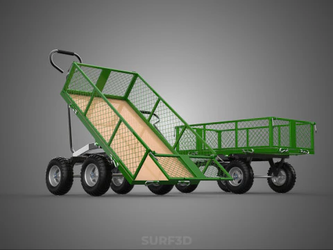 TIPPING MESH NET TROLLEY CART WAGON TRAILER WHEEL BARROW UTILITY 3D Model