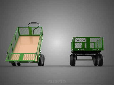 TIPPING MESH NET TROLLEY CART WAGON TRAILER WHEEL BARROW UTILITY 3D Model