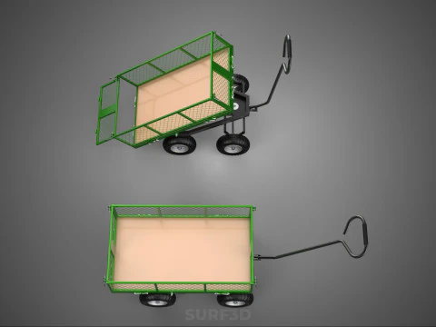 TIPPING MESH NET TROLLEY CART WAGON TRAILER WHEEL BARROW UTILITY 3D Model
