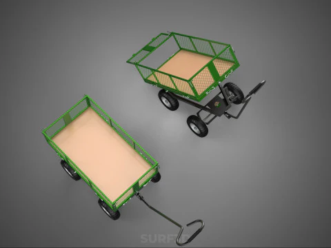 TIPPING MESH NET TROLLEY CART WAGON TRAILER WHEEL BARROW UTILITY 3D Model