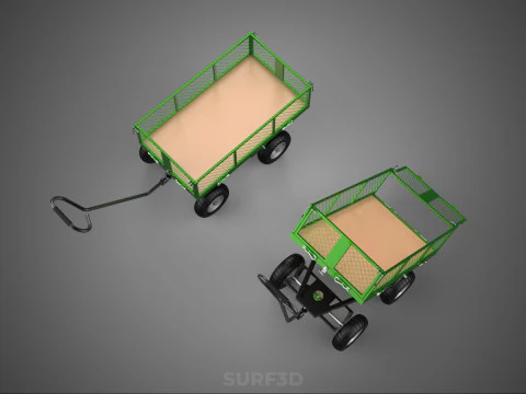 TIPPING MESH NET TROLLEY CART WAGON TRAILER WHEEL BARROW UTILITY 3D Model