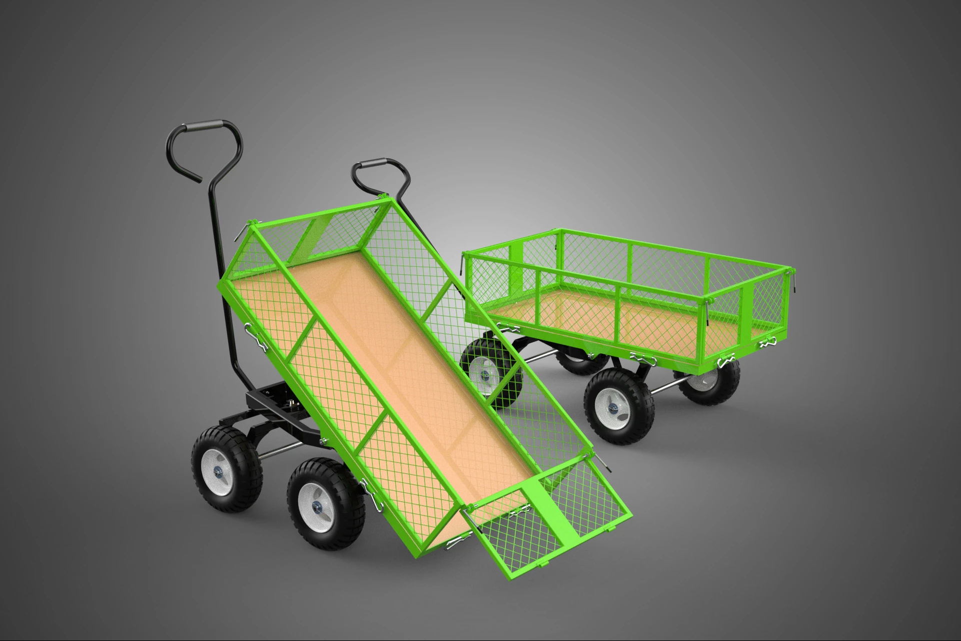 UTILITY TROLLEY CART WAGON TRAILER HAULER DUMP HAND TRUCK GARDEN 3D Model .c4d .max .obj .3ds .fbx .stl .blend 