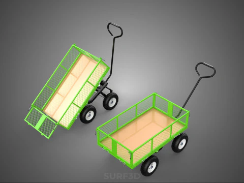 UTILITY TROLLEY CART WAGON TRAILER HAULER DUMP HAND TRUCK GARDEN 3D Model