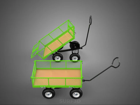 UTILITY TROLLEY CART WAGON TRAILER HAULER DUMP HAND TRUCK GARDEN 3D Model