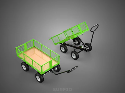 UTILITY TROLLEY CART WAGON TRAILER HAULER DUMP HAND TRUCK GARDEN 3D Model