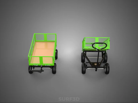 UTILITY TROLLEY CART WAGON TRAILER HAULER DUMP HAND TRUCK GARDEN 3D Model