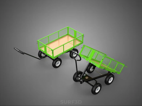 UTILITY TROLLEY CART WAGON TRAILER HAULER DUMP HAND TRUCK GARDEN 3D Model