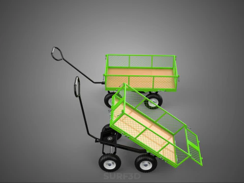UTILITY TROLLEY CART WAGON TRAILER HAULER DUMP HAND TRUCK GARDEN 3D Model